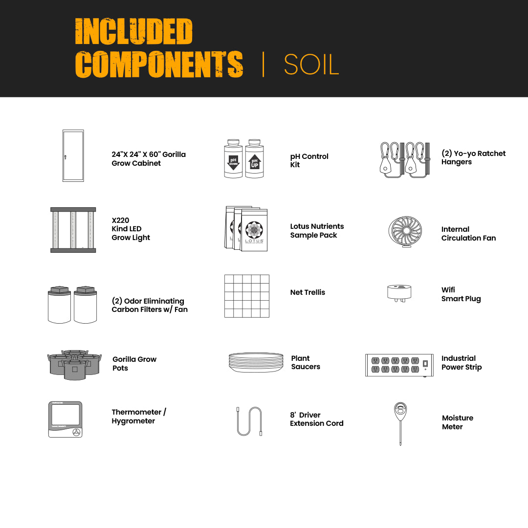 Gorilla Grow Cabinet 24”x 24” x 60” - Soil