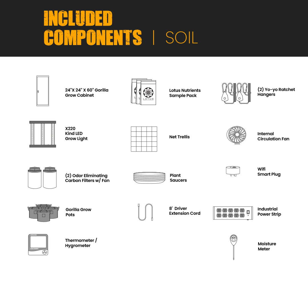 Gorilla Grow Cabinet 24”x 24” x 60” - Soil